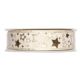 Geschenkband Sternchen<br/>Creme/Gold<br/>25 mm x 25 m<br/>mit Drahtkante
