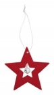 Filzhänger Stern<br/>mit Glöckchen<br/>rot-weiß<br/>Ø ca. 10 cm