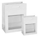 Roma Papiertragetasche M<br/><b>mit Fenster</b><br/>glanz weiß<br/>180 x 100 x 227 mm