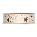 Geschenkband Sternchen<br/>Creme/Gold<br/>25 mm x 25 m<br/>mit Drahtkante Geschenkband Sternchen<br/>Creme/Gold<br/>25 mm x 25 m<br/>mit Drahtkante