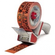 Angebot-Set:<br/>36 Rollen PP-Low-noise-Warnband mit Standardaufdruck + 1 Handabroller