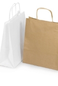 Weiße und braune Papier-Tragetaschen